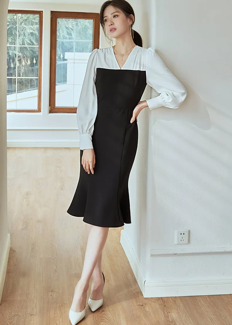 PUFF SLEEVE SWITCHED DRESS