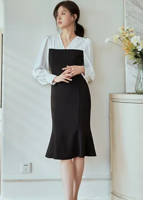 PUFF SLEEVE SWITCHED DRESS