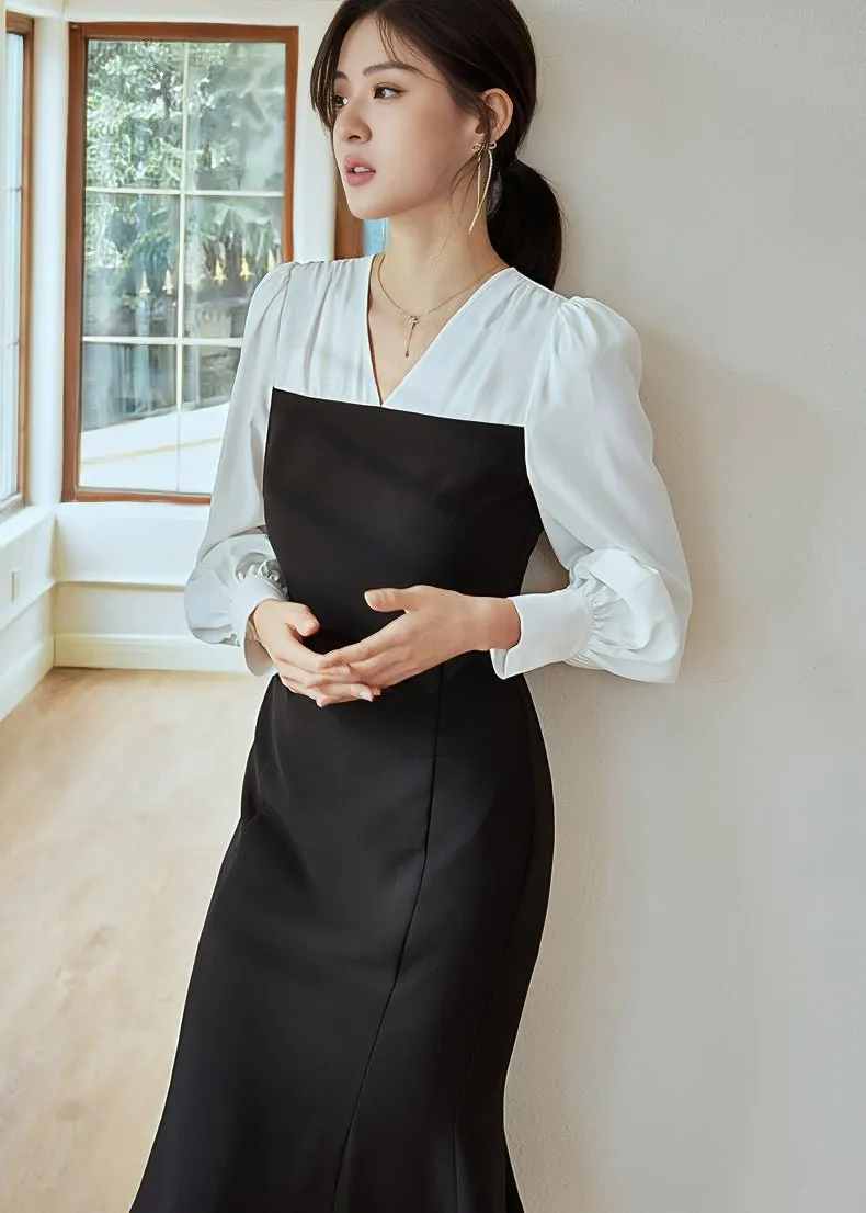 PUFF SLEEVE SWITCHED DRESS