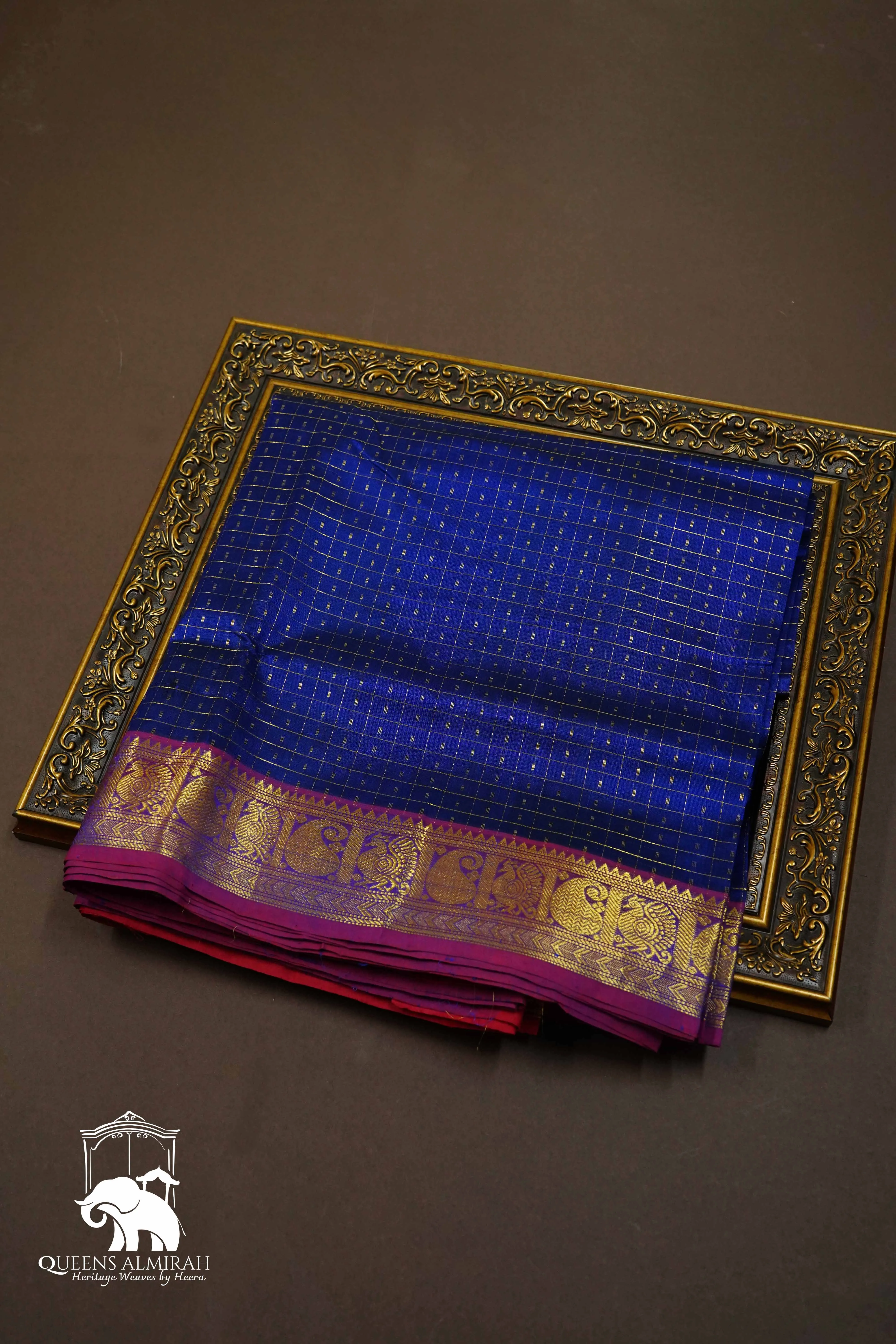 PURE KANCHI SILK COTTON- BLUEBERRY WITH LIGHT PLUM