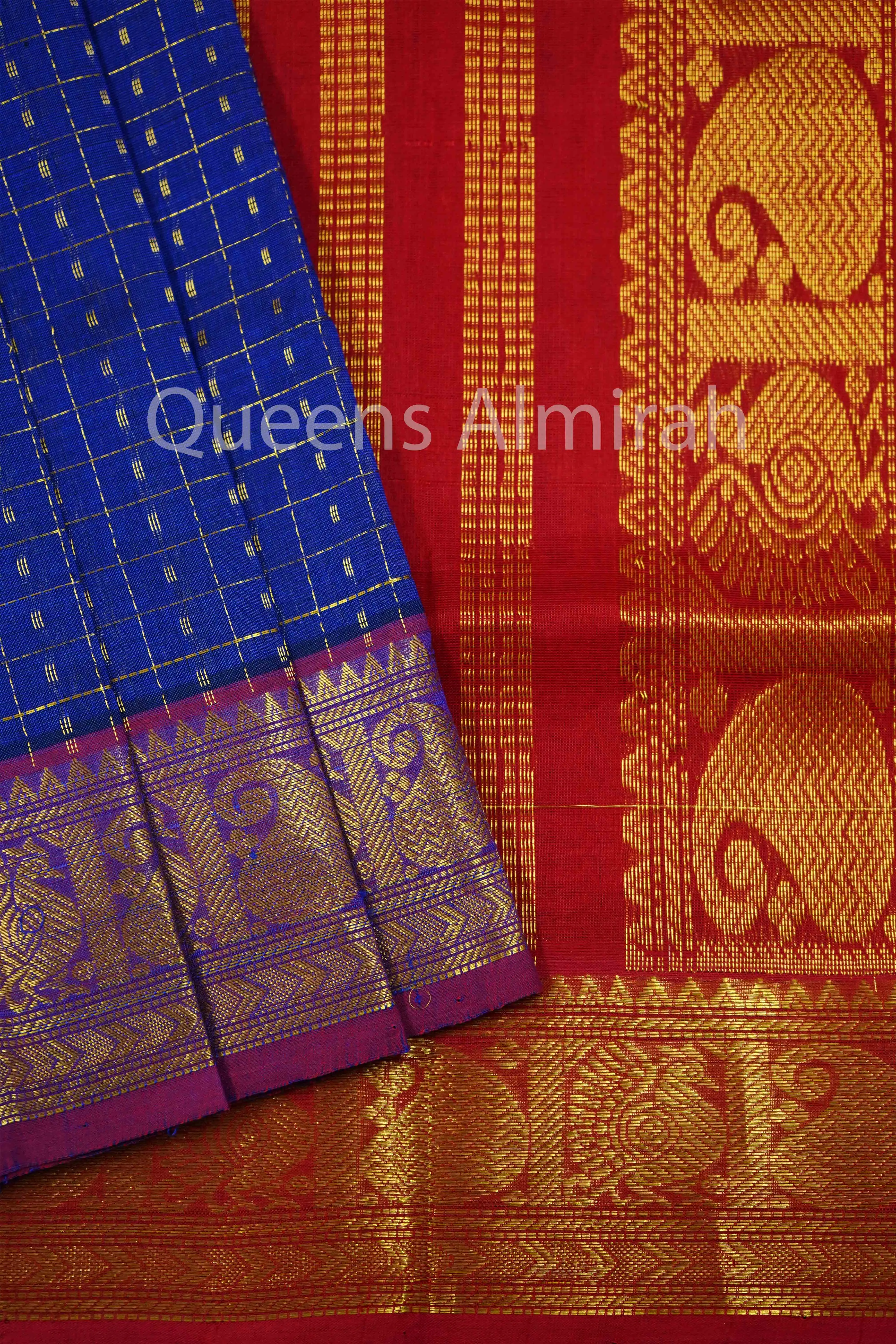PURE KANCHI SILK COTTON- BLUEBERRY WITH LIGHT PLUM