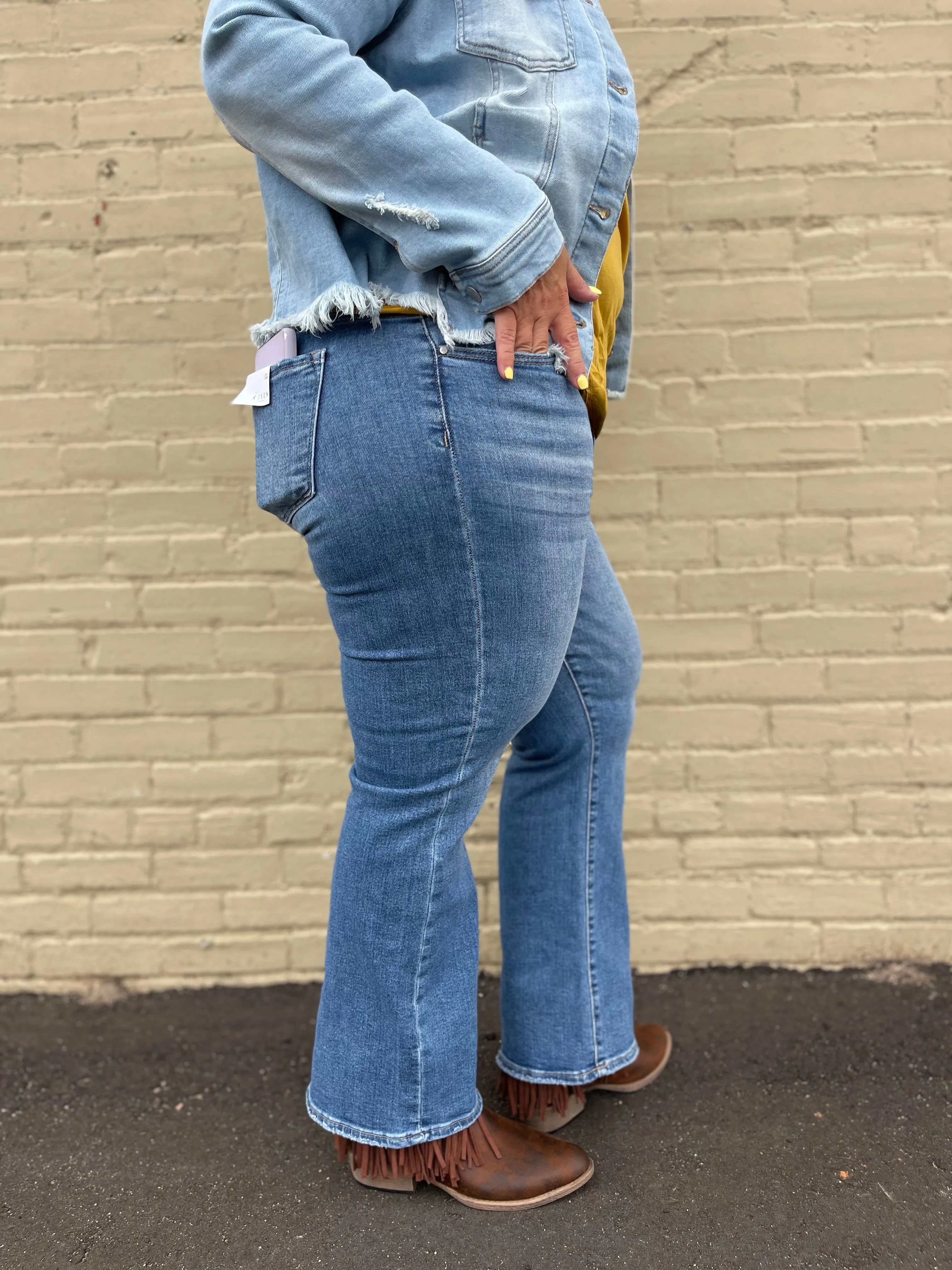 Risen Mid Rise Cropped Flare Jeans
