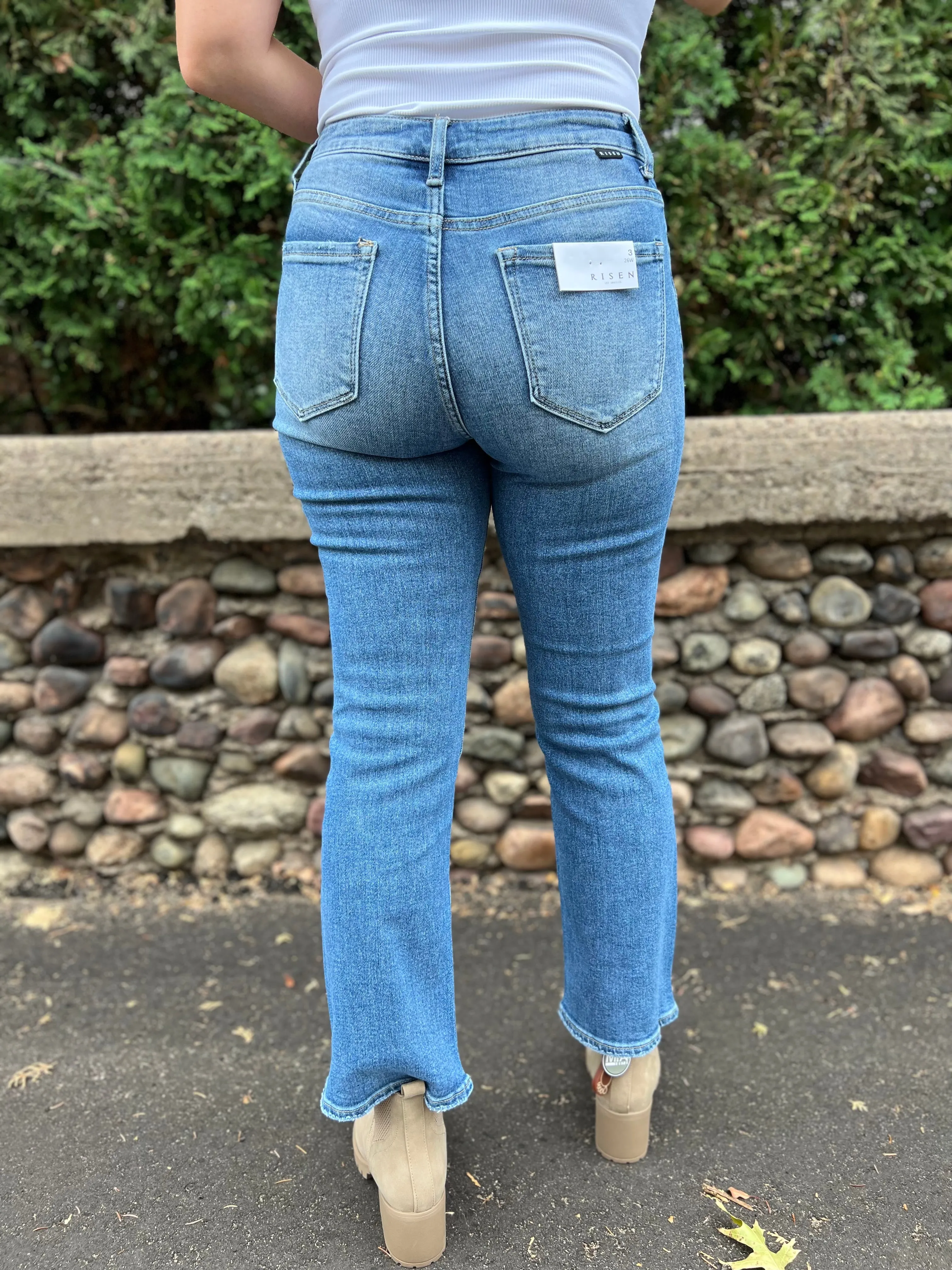 Risen Mid Rise Cropped Flare Jeans