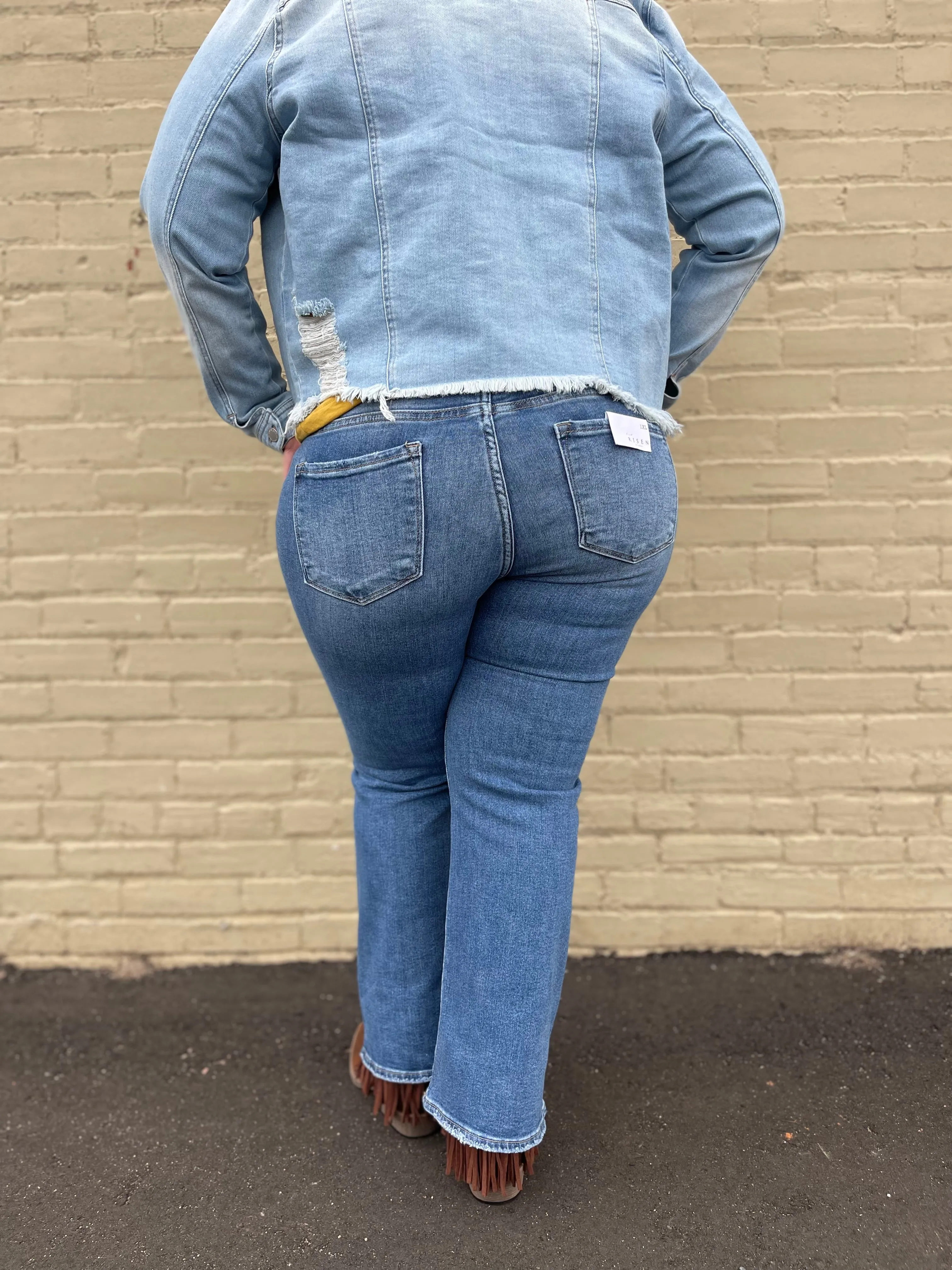 Risen Mid Rise Cropped Flare Jeans