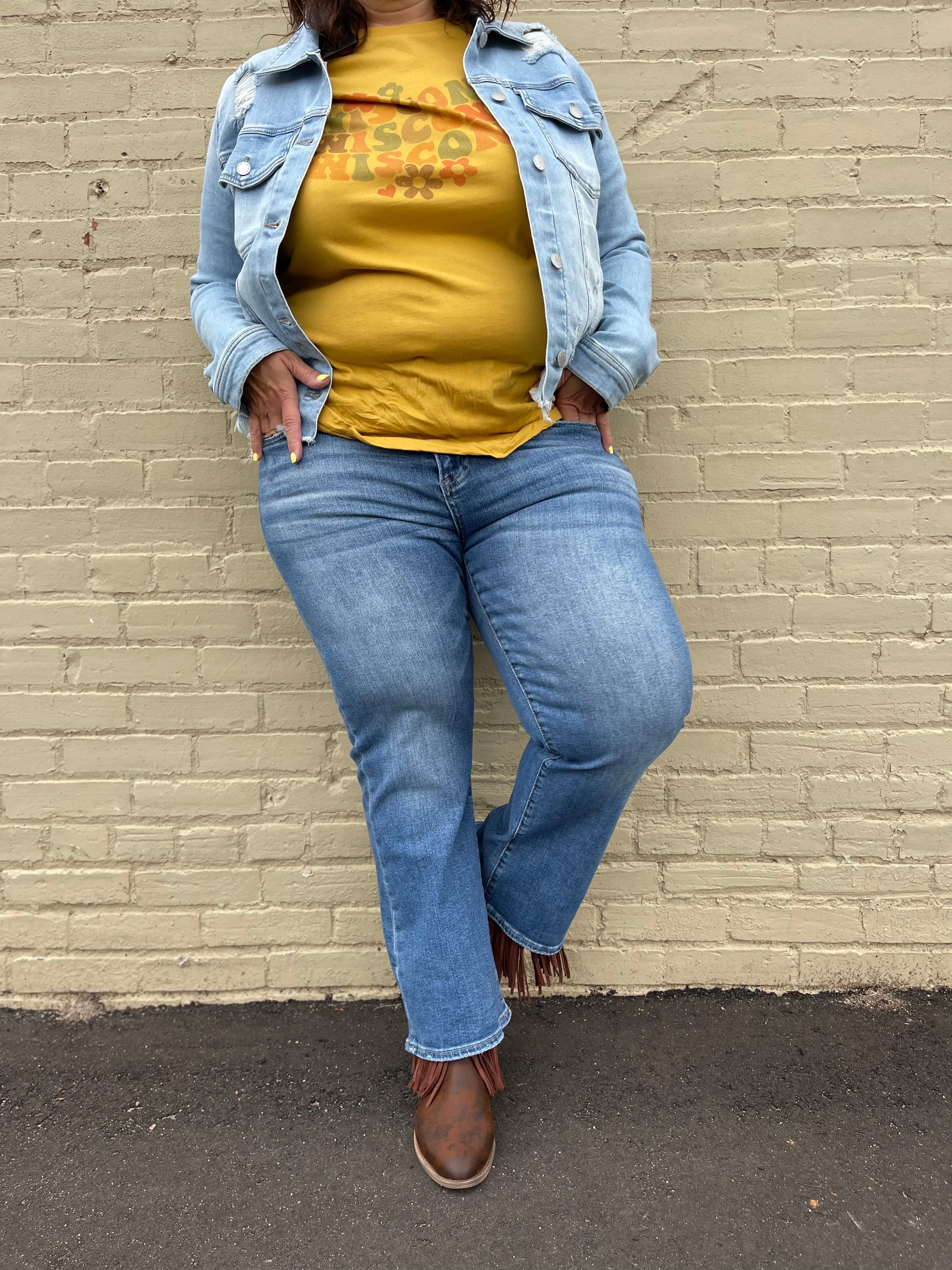 Risen Mid Rise Cropped Flare Jeans
