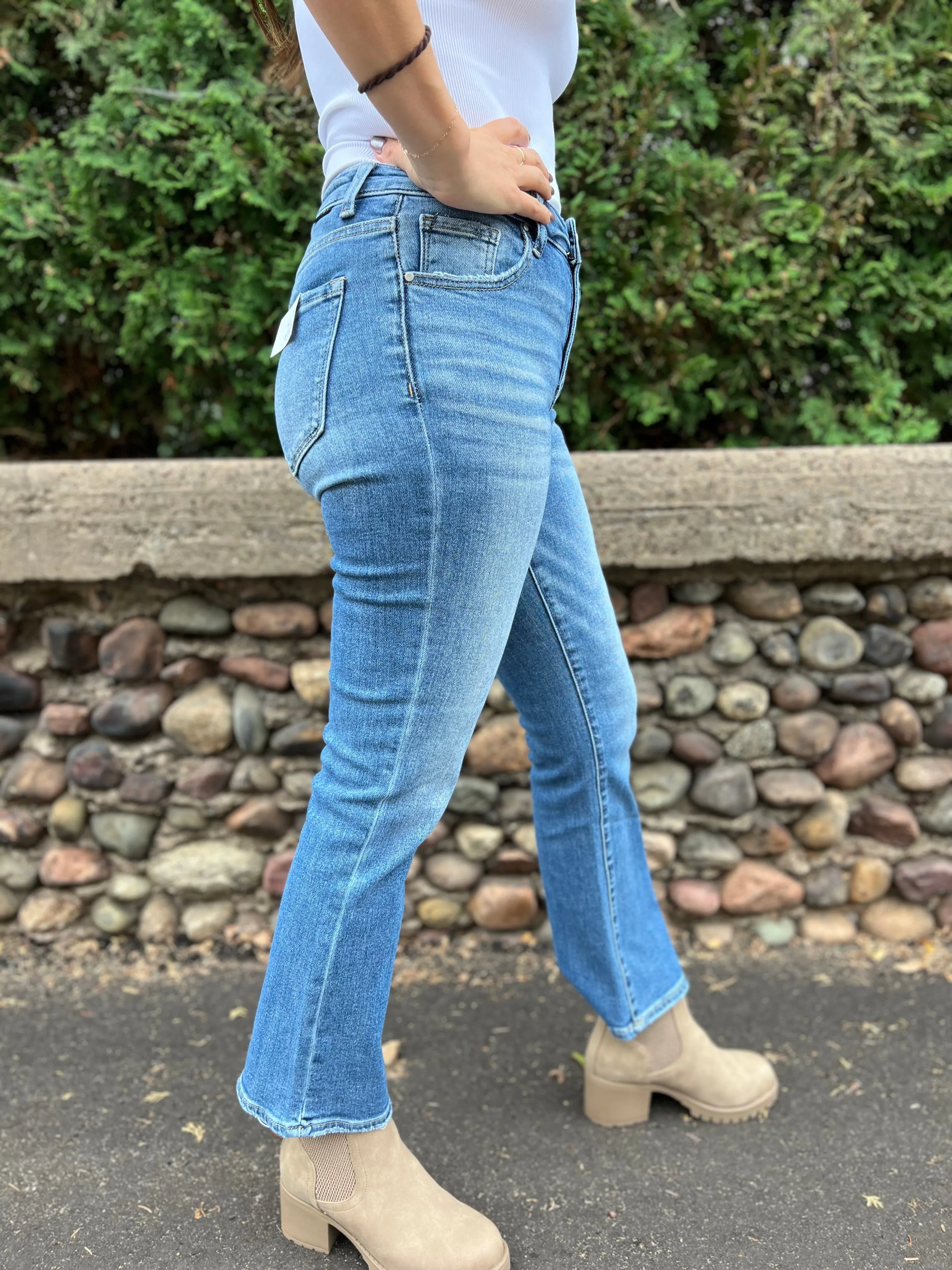 Risen Mid Rise Cropped Flare Jeans
