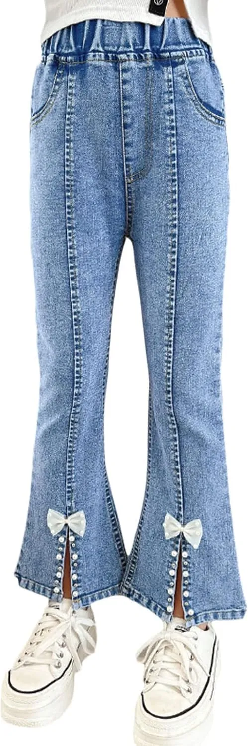 SANGTREE Girls Stretchy Bootcut Jeans,3-13 Years
