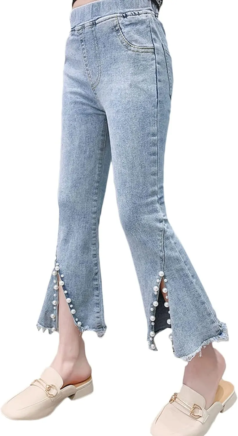SANGTREE Girls Stretchy Bootcut Jeans,3-13 Years