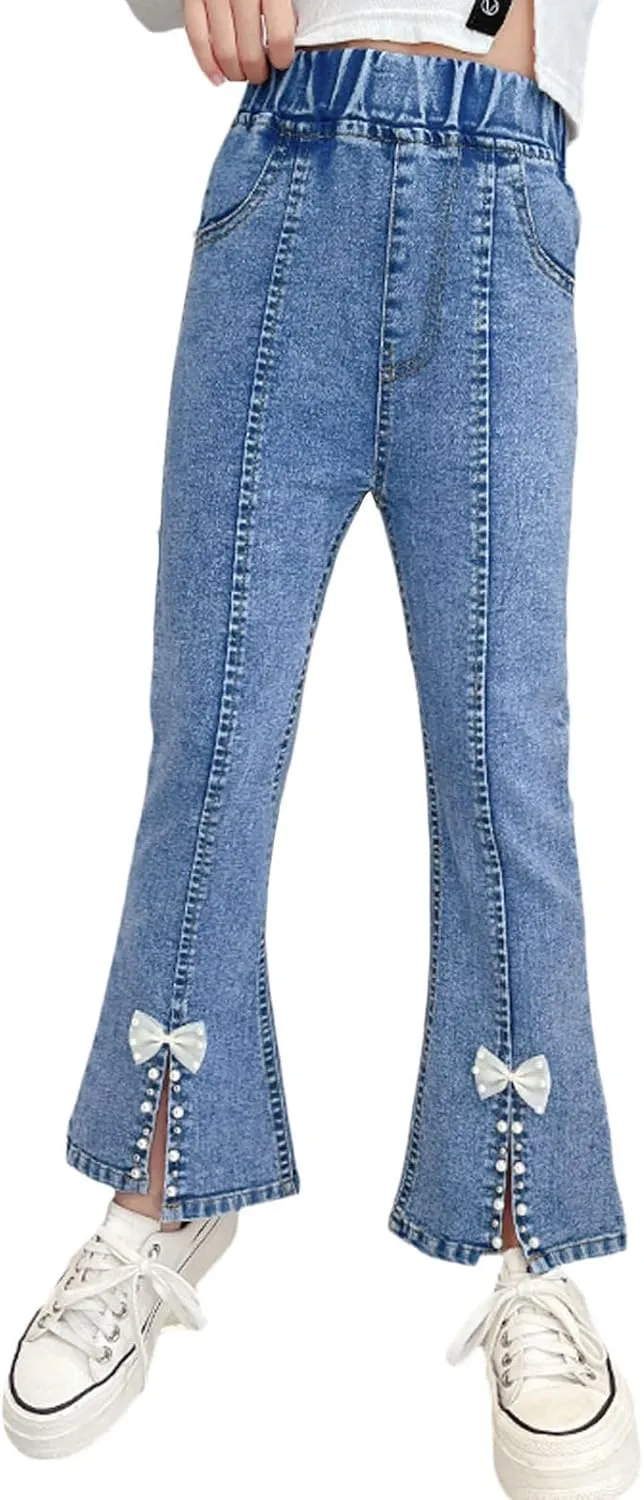 SANGTREE Girls Stretchy Bootcut Jeans,3-13 Years
