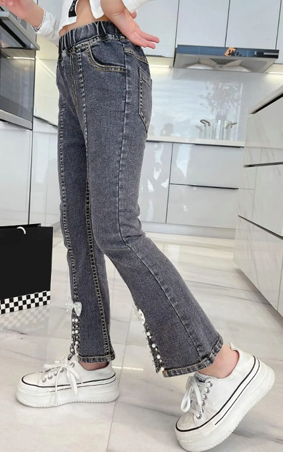 SANGTREE Girls Stretchy Bootcut Jeans,3-13 Years
