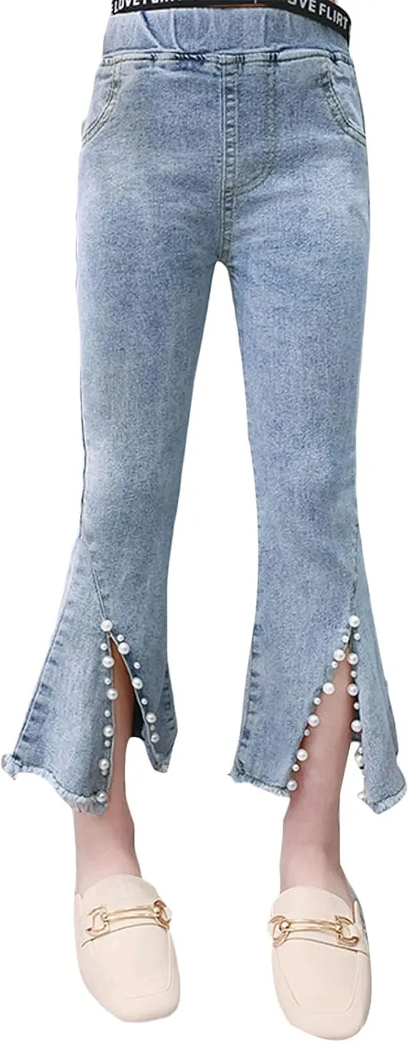 SANGTREE Girls Stretchy Bootcut Jeans,3-13 Years