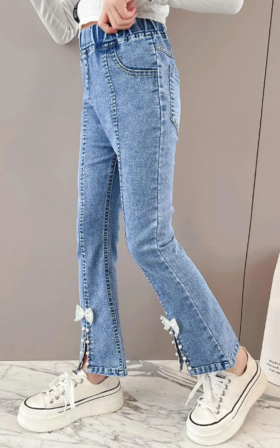 SANGTREE Girls Stretchy Bootcut Jeans,3-13 Years