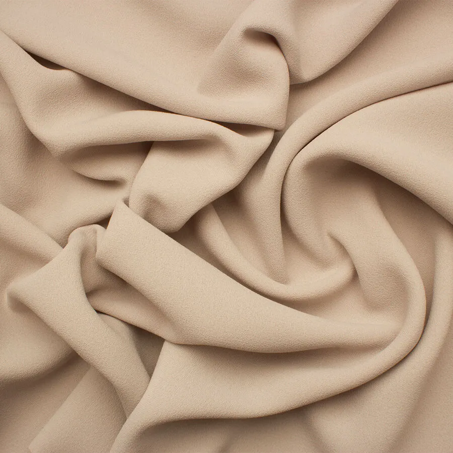 Soft Beige Microfibre Double Twist Crêpe