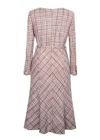 SQUARE TWEED FISHTAIL DRESS