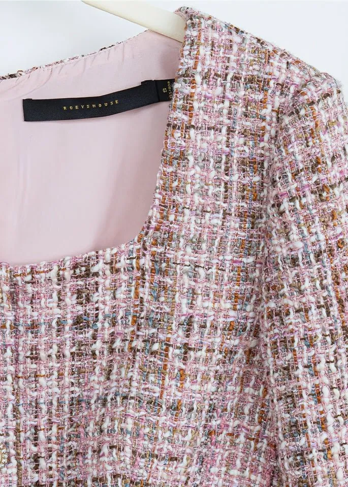 SQUARE TWEED FISHTAIL DRESS