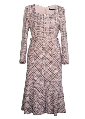 SQUARE TWEED FISHTAIL DRESS