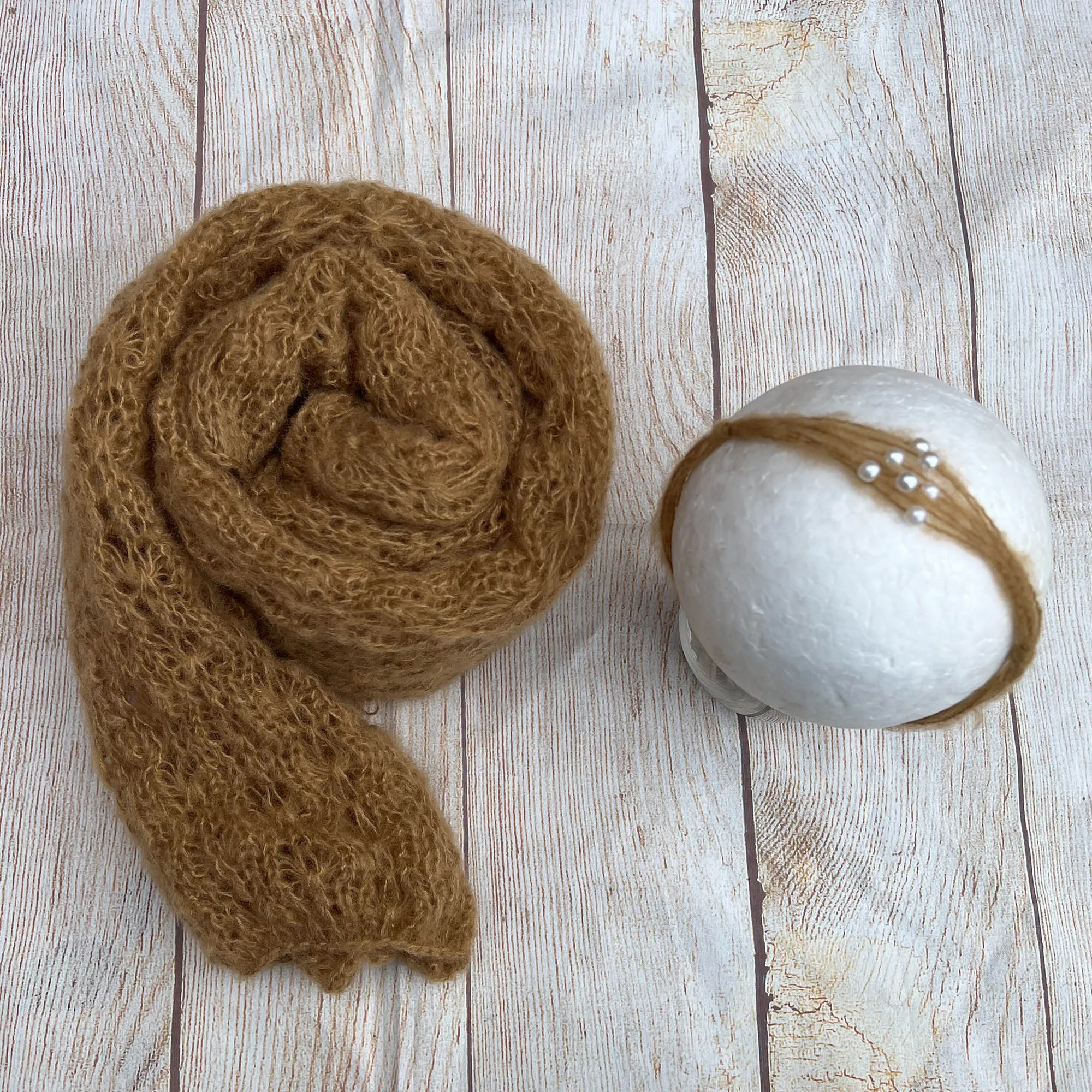 Stretchy Soft Knit Mohair Wrap with Headwear