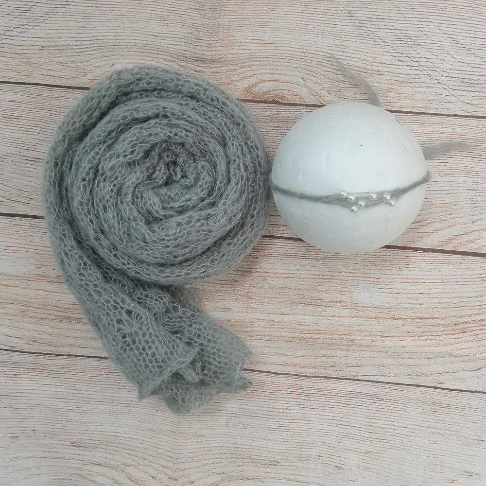 Stretchy Soft Knit Mohair Wrap with Headwear