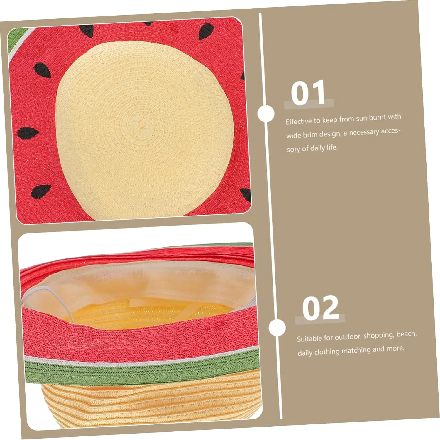 Sun Visor Straw Hat Summer Straw Hat Beach Straw Hat Watermelon Straw Hat Straw Woven Hat Watermelon