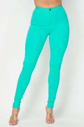 Super High Waisted Stretchy Skinny Jeans - Mint
