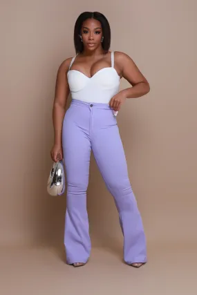 Super Swank High Rise Flare Stretchy Jeans - Lavender