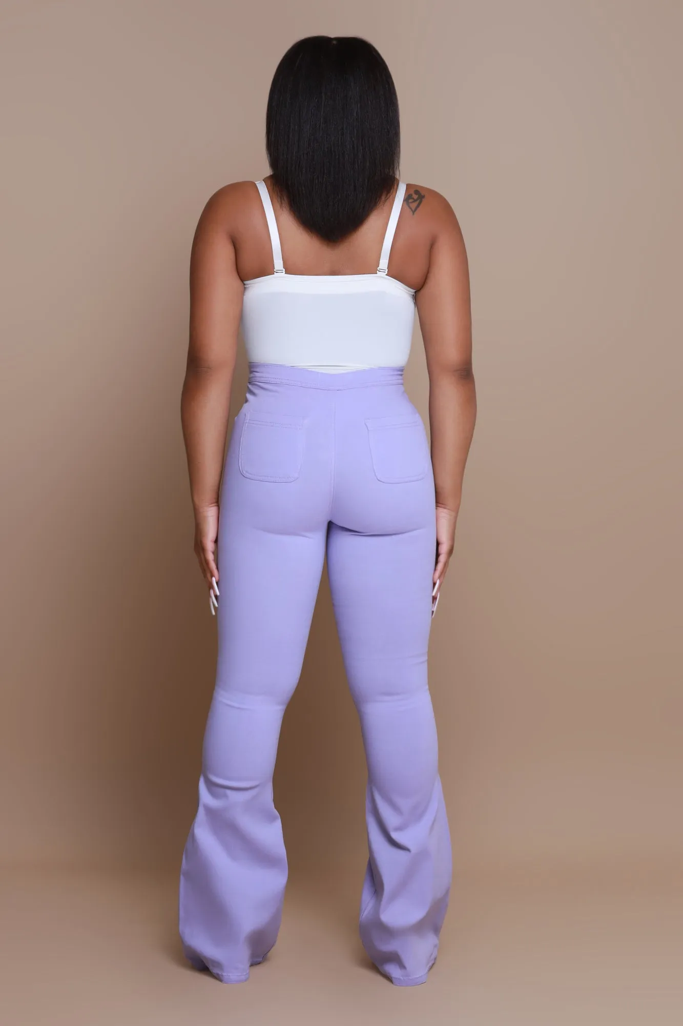 Super Swank High Rise Flare Stretchy Jeans - Lavender