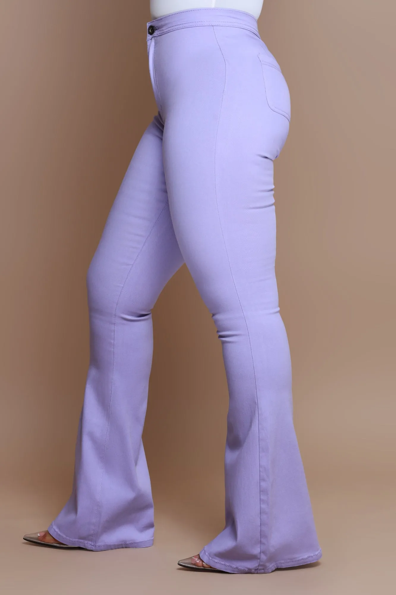 Super Swank High Rise Flare Stretchy Jeans - Lavender