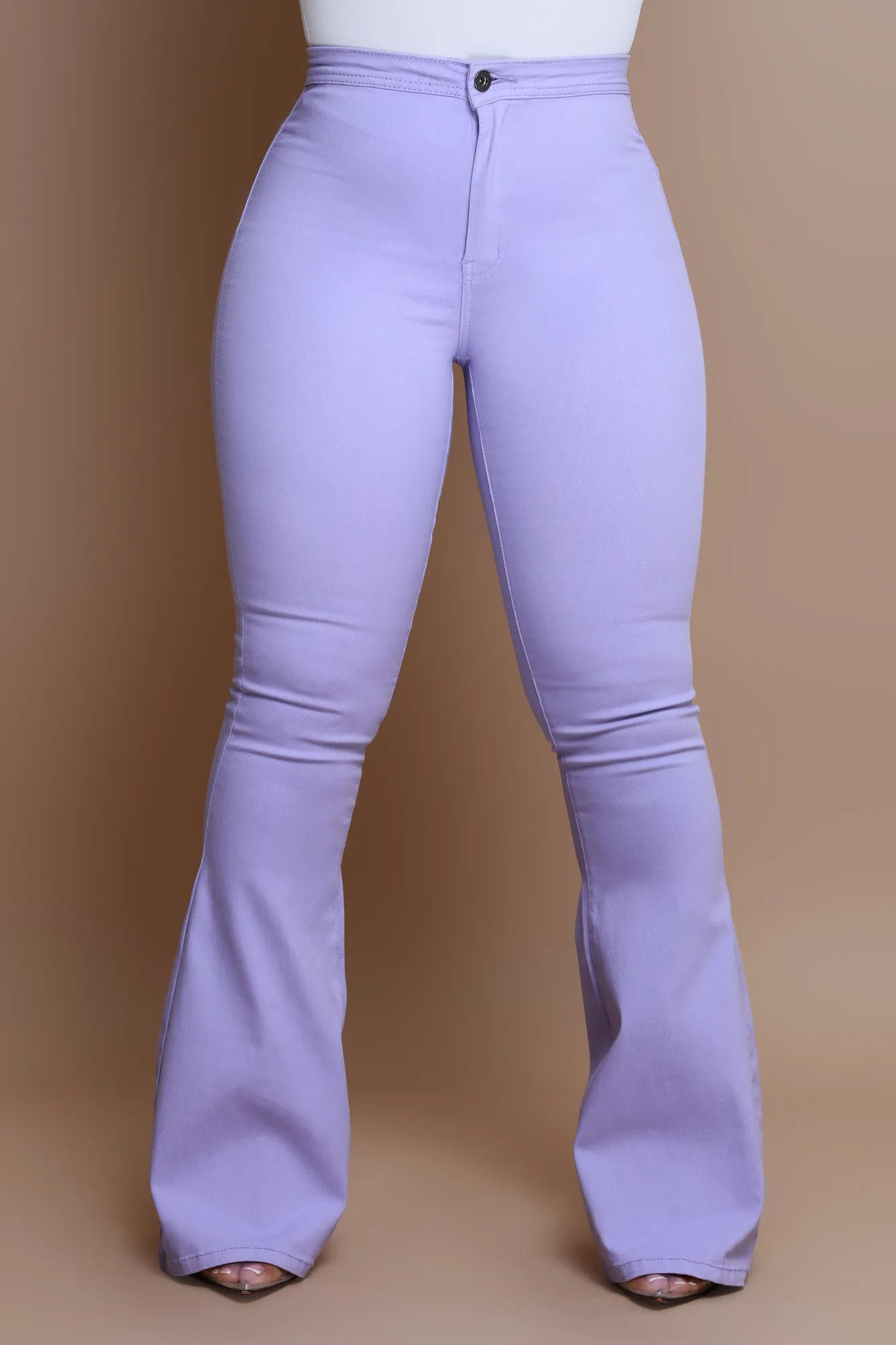 Super Swank High Rise Flare Stretchy Jeans - Lavender