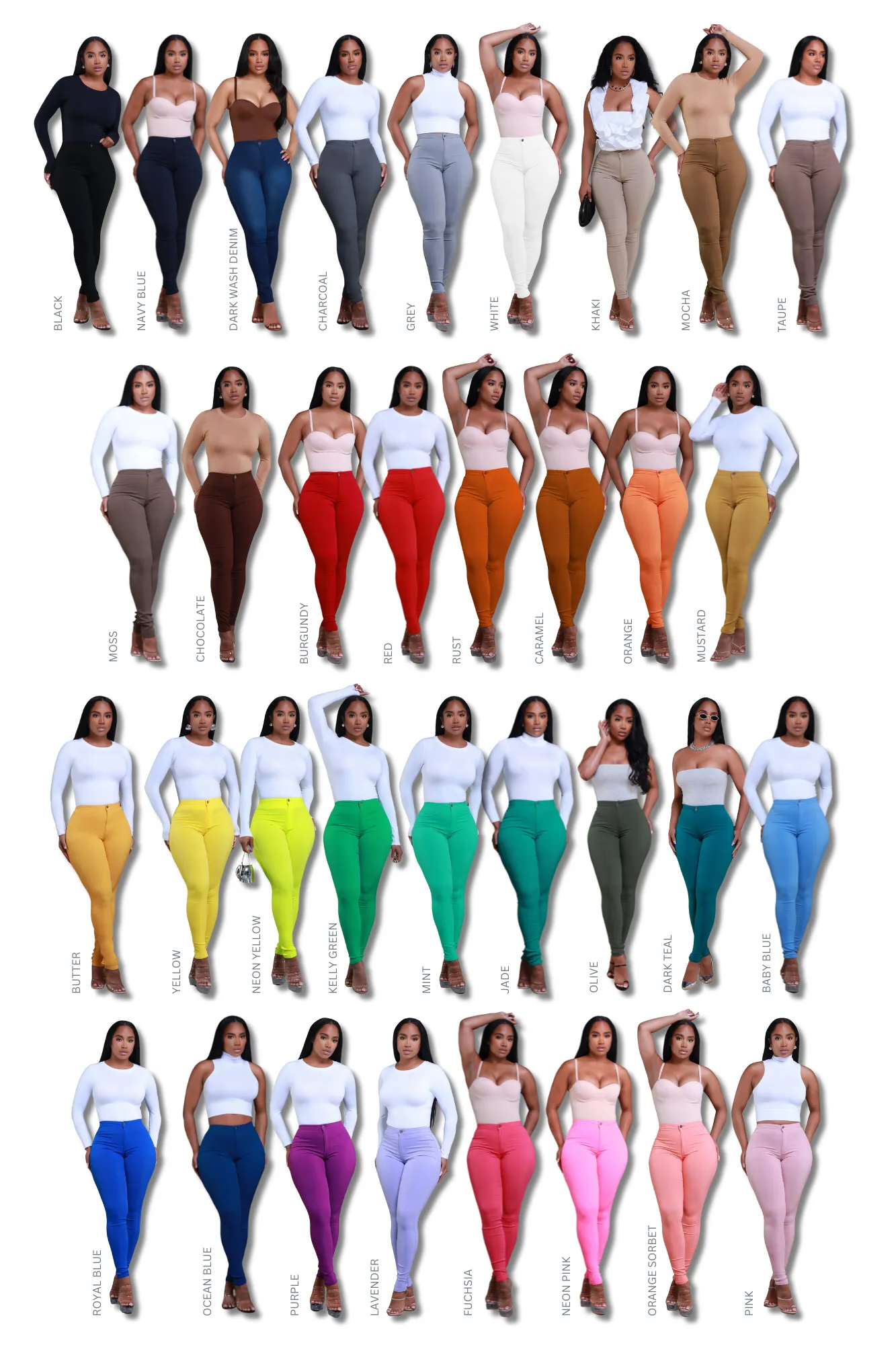 Super Swank High Waist Stretchy Jeans - Red