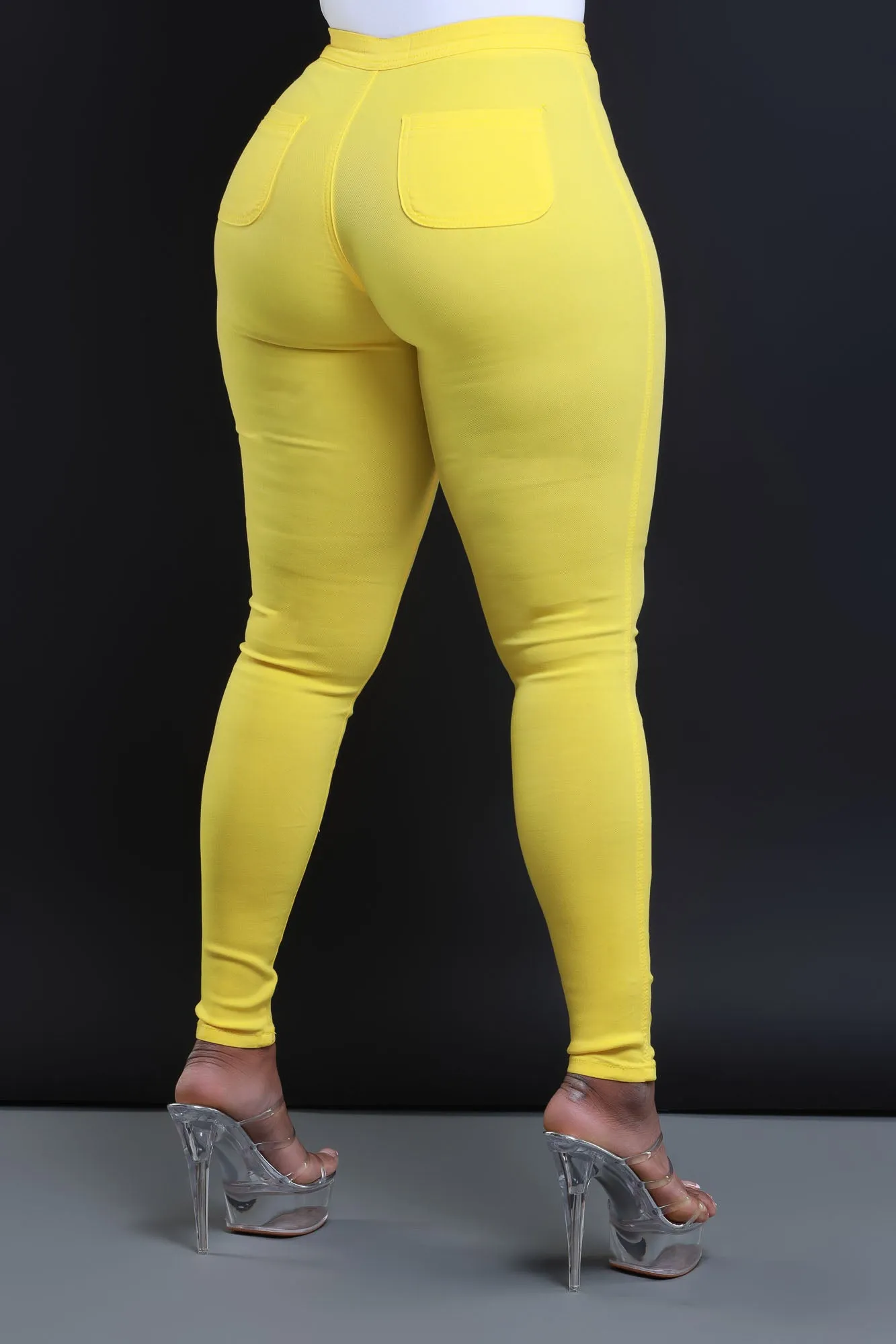 Super Swank High Waist Stretchy Jeans - Yellow