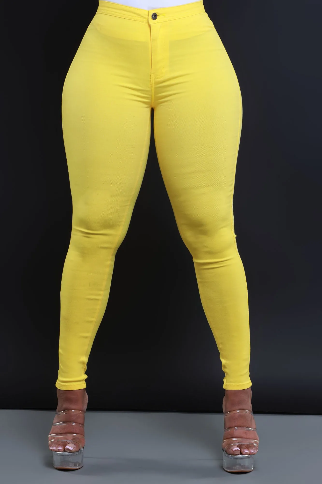 Super Swank High Waist Stretchy Jeans - Yellow