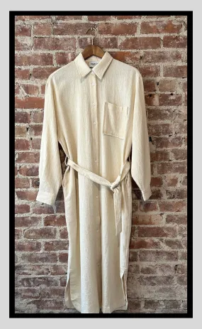 Textured Cream Shirt Dress