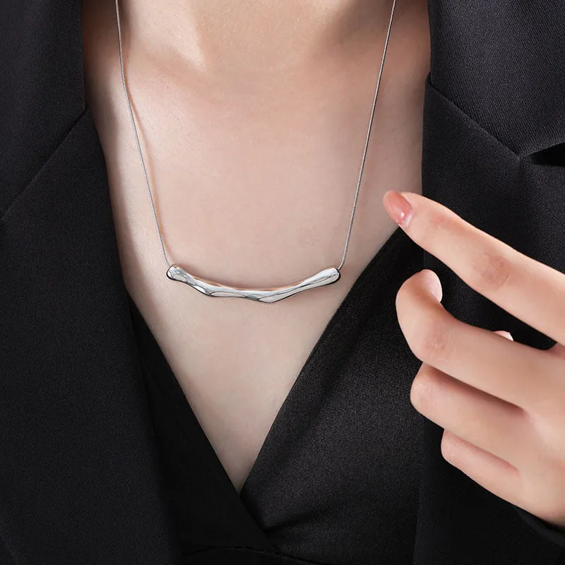 Trendy Coalesce Crooked Chain Silver Necklace JLTN1286