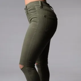 Trendy Stretchy Women's Mid Waist Ripped Skinny Jeans