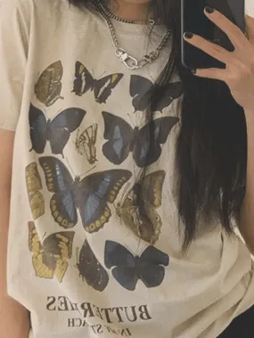 Vintage Butterfly Oversized Short Sleeve Tee