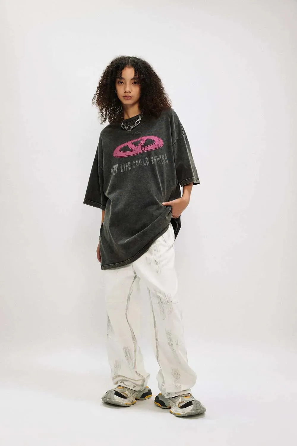 Wasteland Punk Style Vintage Washed Tee - Short Sleeve