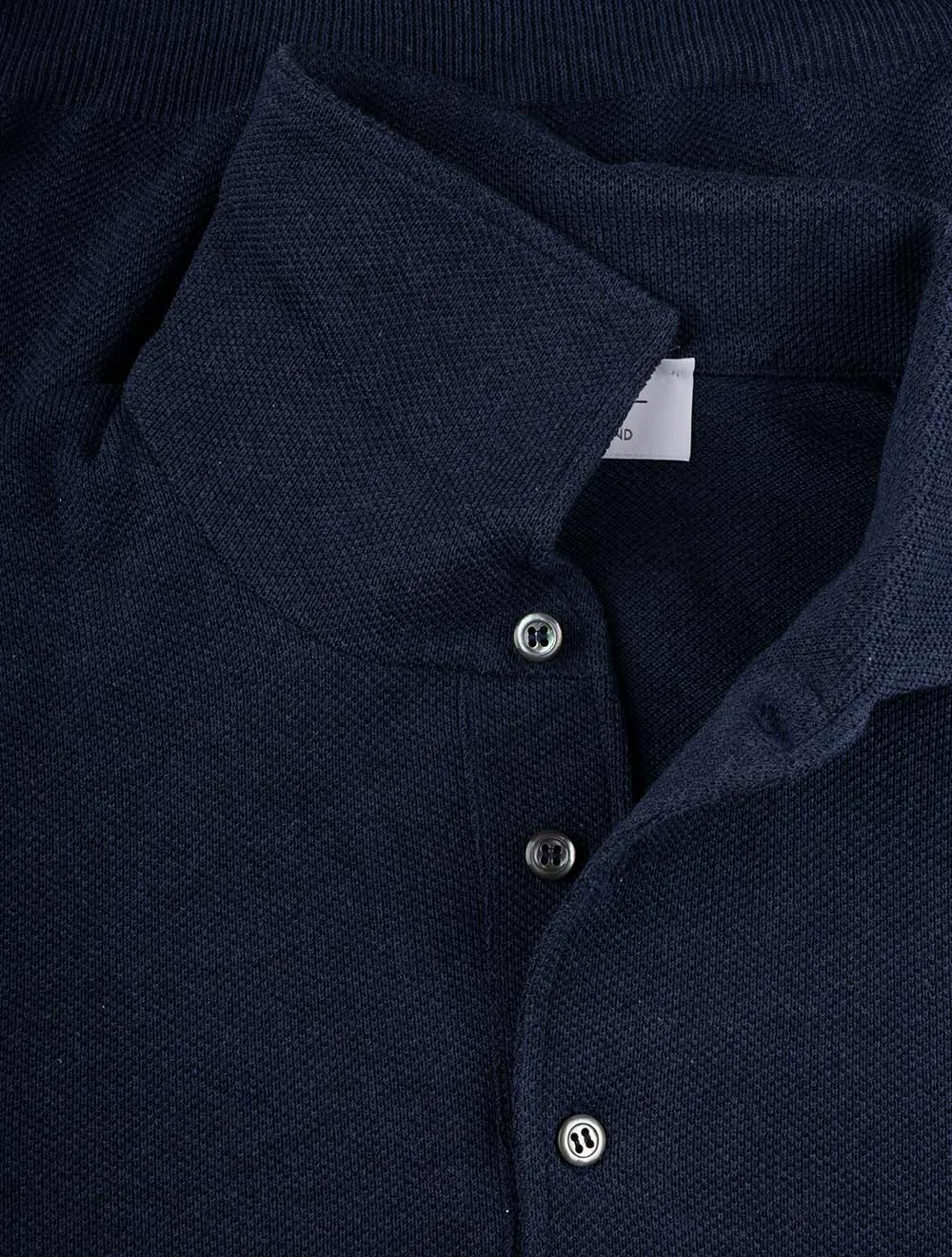 Weave Short Sleeve 3 Button Polo Blue