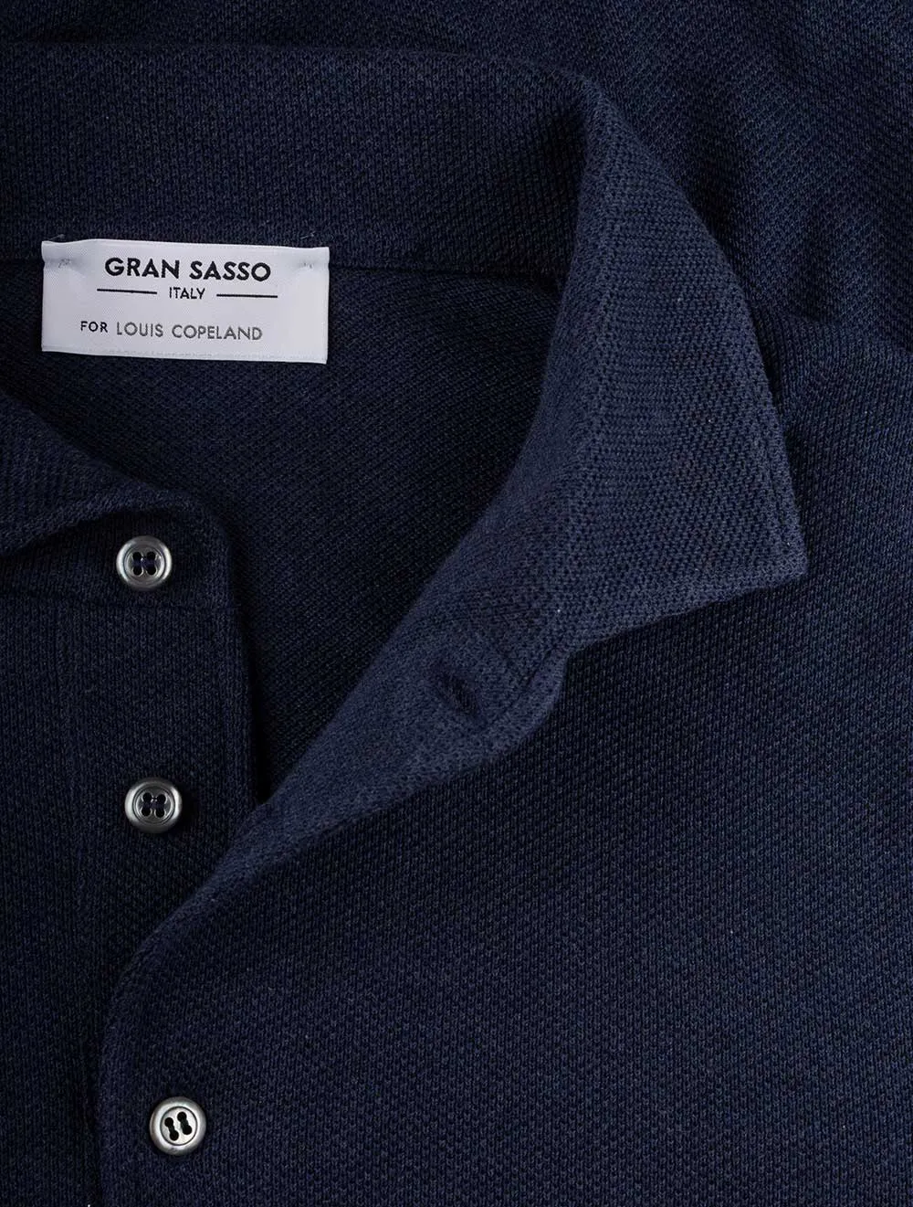 Weave Short Sleeve 3 Button Polo Blue