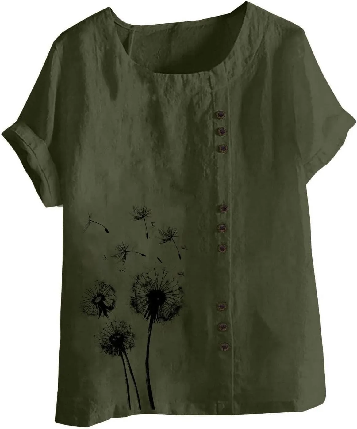 Women Linen Shirts Causal Loose Fit Boho Tunic Tee Short Sleeve Oversize Curved Blouse Summer Trendy Clothes 2025