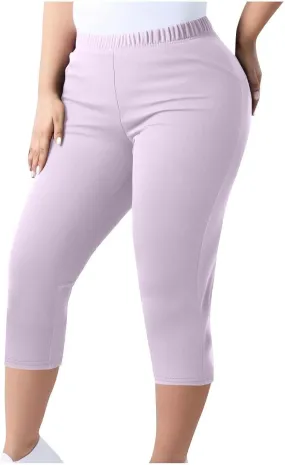 Women's Casual Pants Elastic Waist Tapered Capri Trousers Slim Fit Stretch Soft Fitness Running Hiking Athletic Pants