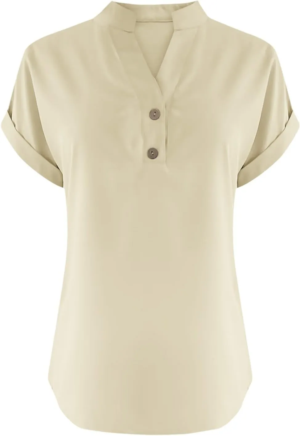 Womens Linen Short Sleeve Henley Tops V Neck Dressy Casual Loose Fit Shirts Summer Flowy Blouses 2025 Trendy Clothes