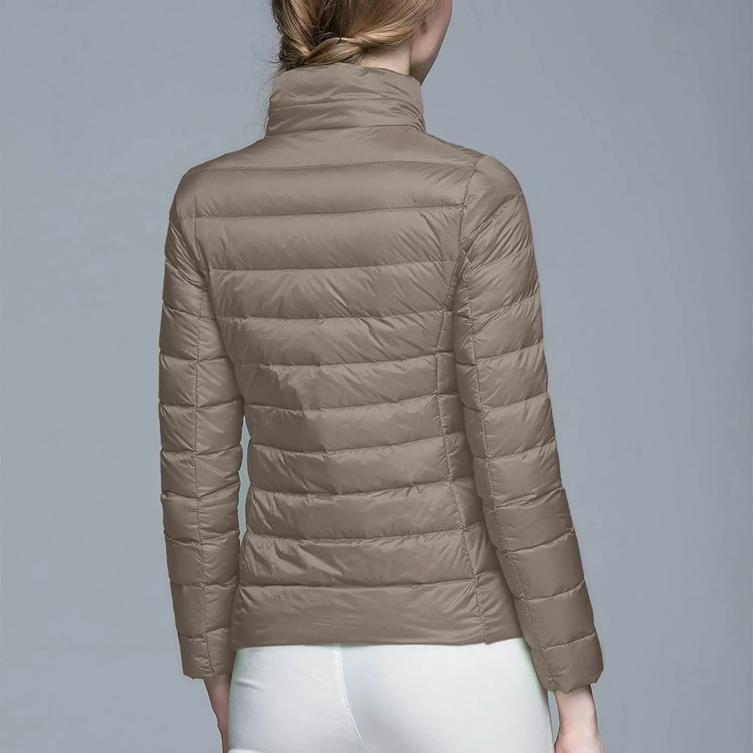 Womens Short Down Coats Winter Packable Puffer Jackets Hooded Ultra Light Quilted Winter Coats with Pockets Outerwear